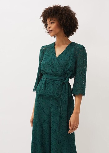 Phase Eight Aliza Lace Co-Ord Shirts Deep Green USA | 5618739-HW